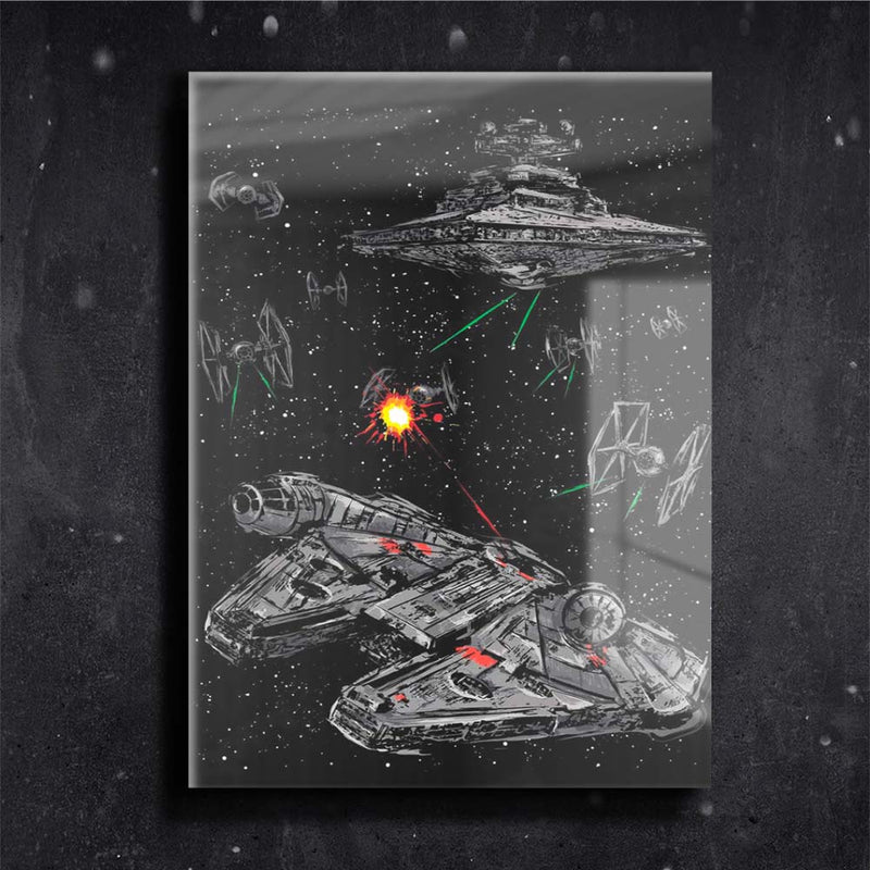 Quadro Metalizado star Wars Naves Art Placa Decorativa Brilhante