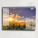 Quadro Metalizado Nascer do Sol Placa Decorativa Brilhante