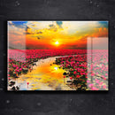 Quadro Metalizado Nascer do Sol Placa Decorativa Brilhante