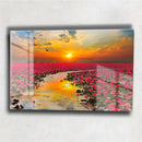 Quadro Metalizado Nascer do Sol Placa Decorativa Brilhante