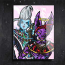 Quadro Metalizado Bills e Whis Dragon Ball Anime Placa Decorativa Brilhante