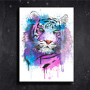 Quadro Metalizado Perfil Tigre Branco Colors Placa Decorativa Brilhante