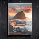 Quadro Metalizado Paisagem Praia Pôr do sol Placa Decorativa Brilhante