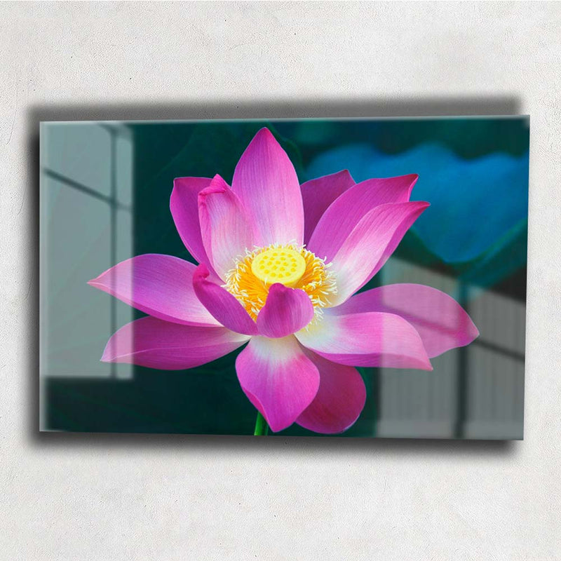 Quadro Metalizado Flor Placa Decorativa Brilhante