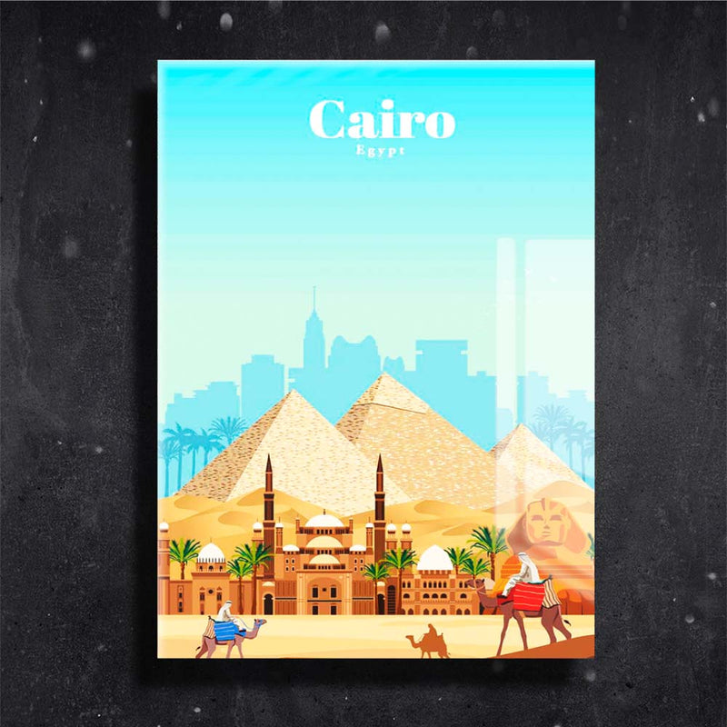 Quadro Metalizado Cairo Coleção Países Placa Decorativa Brilhante