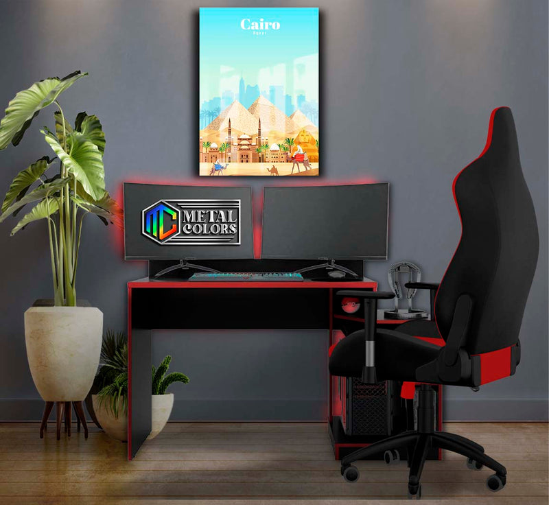 Quadro Metalizado Cairo Coleção Países Placa Decorativa Brilhante