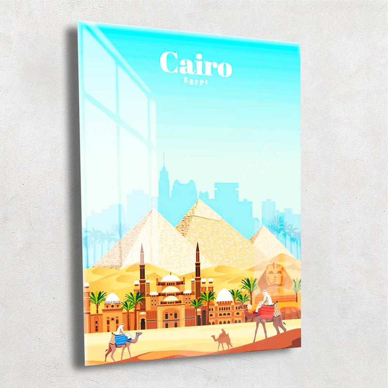 Quadro Metalizado Cairo Coleção Países Placa Decorativa Brilhante