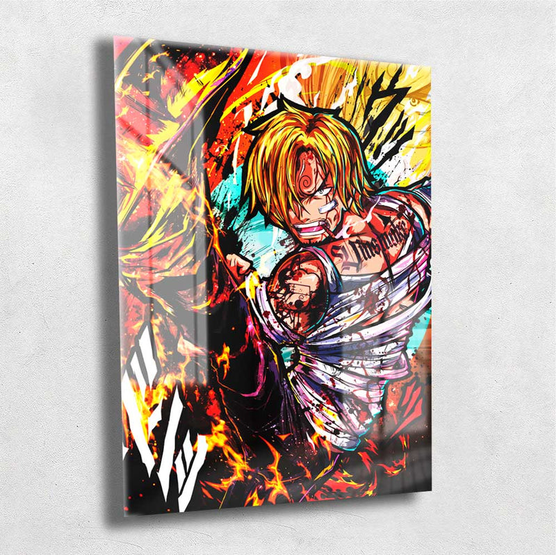 Quadro Metalizado Sanji Anime One Piece Placa Decorativa Brilhante