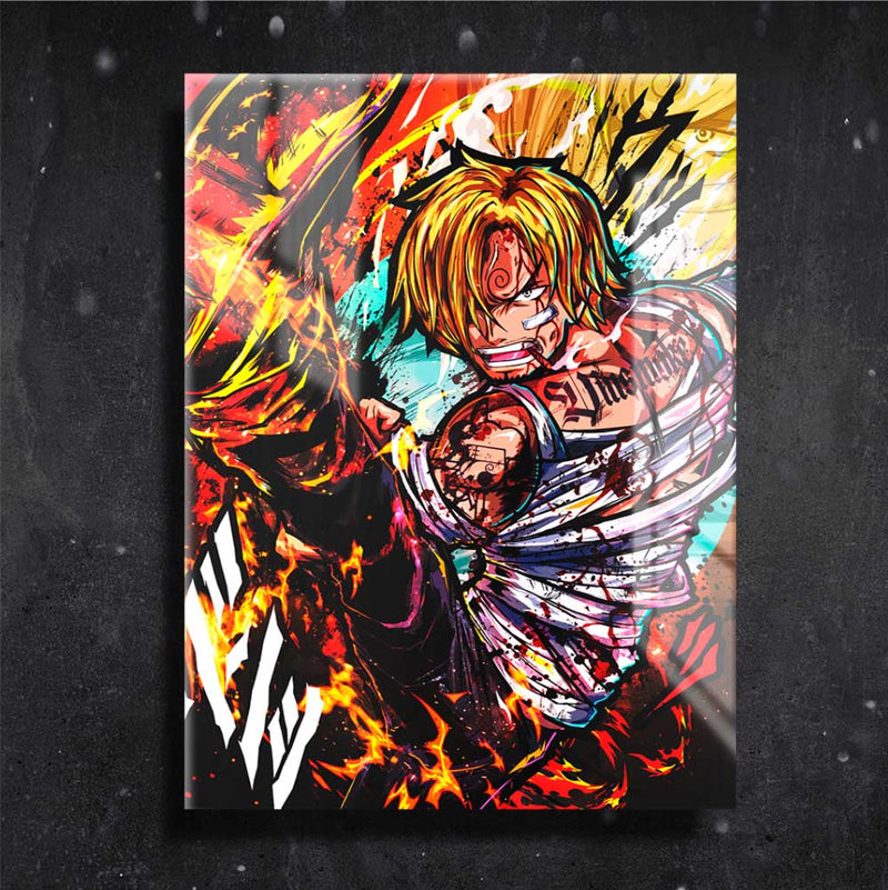 Quadro Metalizado Sanji Anime One Piece Placa Decorativa Brilhante