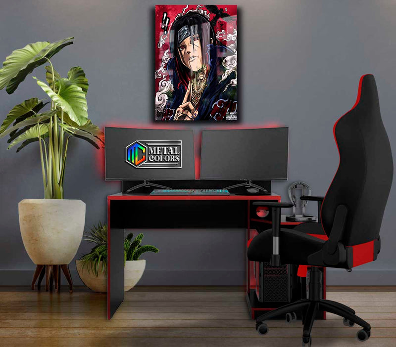 Quadro Metalizado itachi Uchiha Anime Naruto Placa Decorativa Brilhante