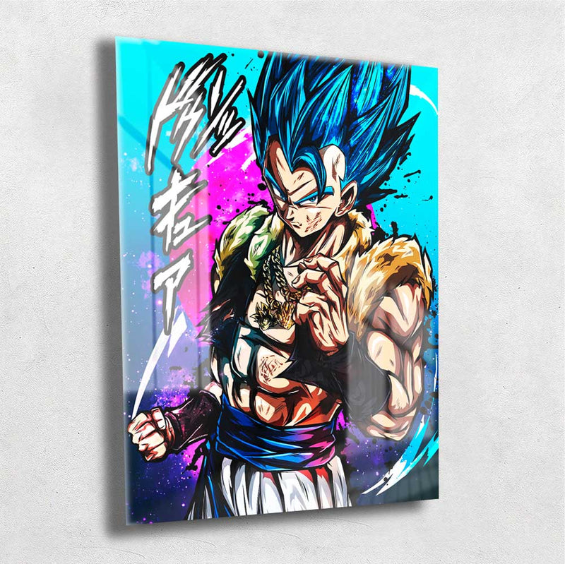 Quadro Metalizado Vegetto e Gogeta Dragon Ball Anime Placa Decorativa Brilhante