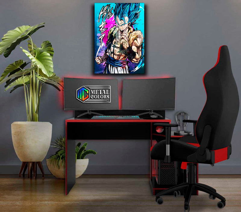 Quadro Metalizado Vegetto e Gogeta Dragon Ball Anime Placa Decorativa Brilhante