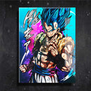 Quadro Metalizado Vegetto e Gogeta Dragon Ball Anime Placa Decorativa Brilhante 01