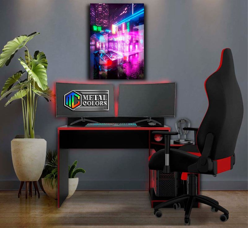 Quadro Metalizado Carro Coleção Neon Placa Decorativa Brilhante