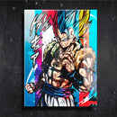 Quadro Metalizado Vegetto e Gogeta Dragon Ball Anime Placa Decorativa Brilhante