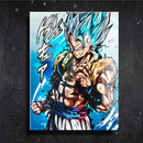 Quadro Metalizado Vegetto e Gogeta Dragon Ball Anime Placa Decorativa Brilhante 01