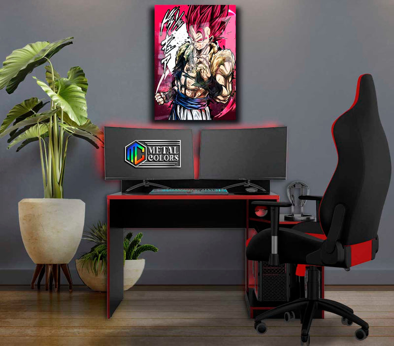 Quadro Metalizado Vegetto e Gogeta Dragon Ball Anime Placa Decorativa Brilhante