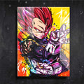 Quadro Metalizado Vegeta Super Sayajin Dragon Ball Anime Placa Decorativa Brilhante