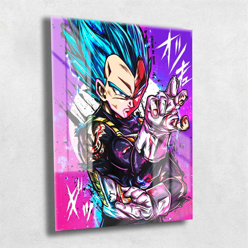 Quadro Metalizado Vegeta Super Sayajin Dragon Ball Anime Placa Decorativa Brilhante 03