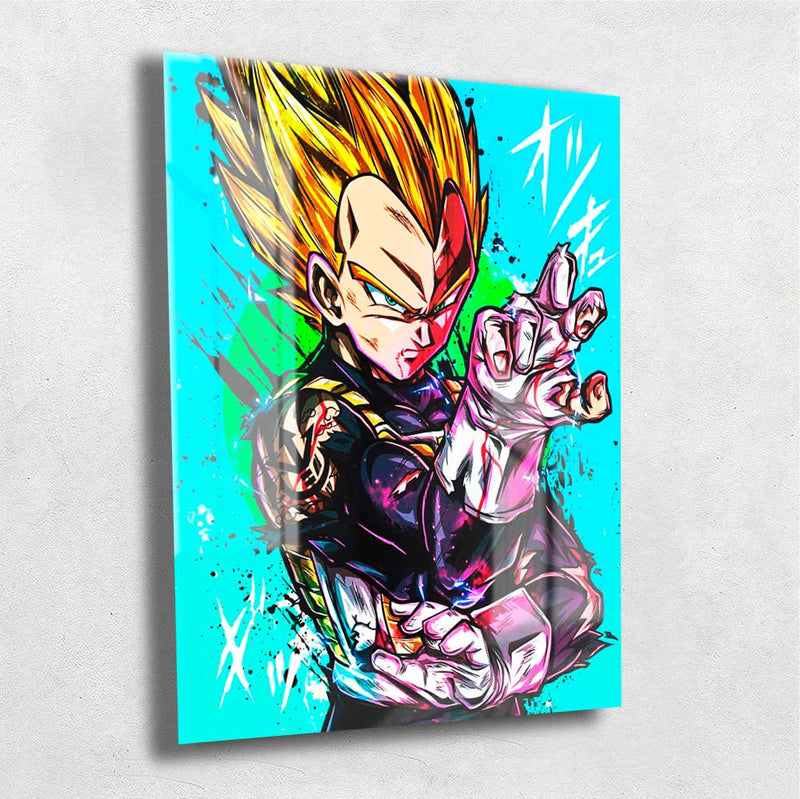 Quadro Metalizado Vegeta Super Sayajin Dragon Ball Anime Placa Decorativa Brilhante 03