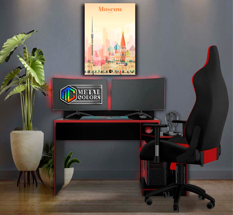 Quadro Metalizado Moscow Coleção Países Placa Decorativa Brilhante