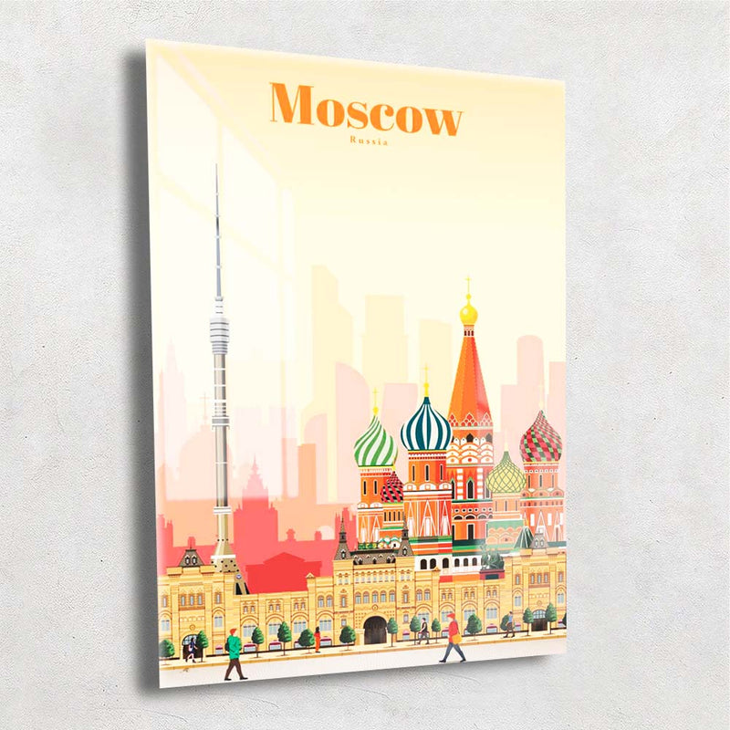 Quadro Metalizado Moscow Coleção Países Placa Decorativa Brilhante