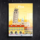 Quadro Metalizado Pisa Coleção Países Placa Decorativa Brilhante