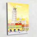 Quadro Metalizado Pisa Coleção Países Placa Decorativa Brilhante