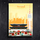 Quadro Metalizado Seoul Coleção Países Placa Decorativa Brilhante