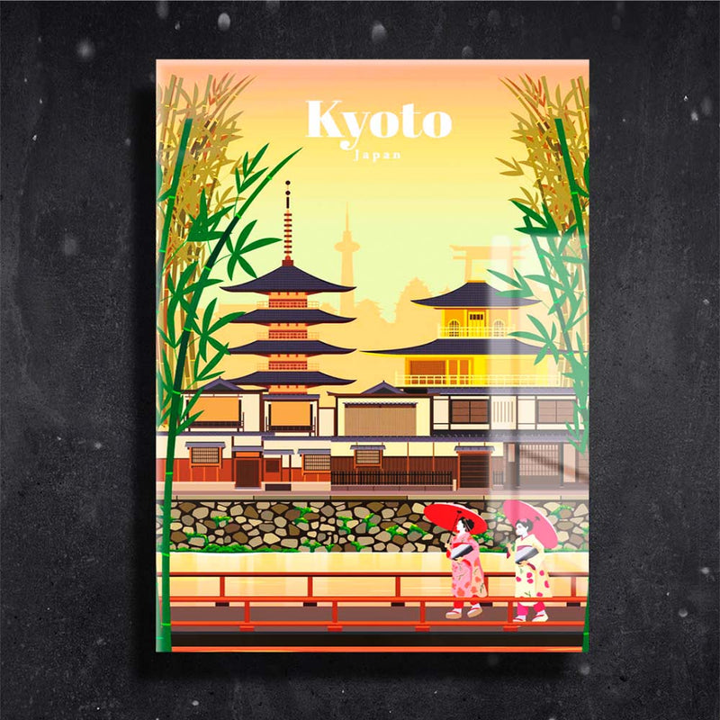 Quadro Metalizado Kyoto Coleção Países Placa Decorativa Brilhante