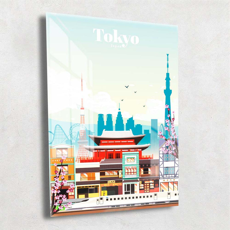 Quadro Metalizado Tokyo Coleção Países Placa Decorativa Brilhante