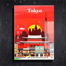 Quadro Metalizado Tokyo Coleção Países Placa Decorativa Brilhante