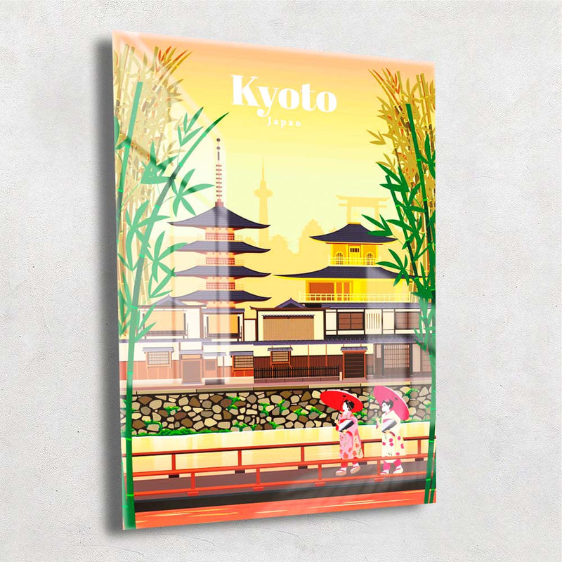 Quadro Metalizado Kyoto Coleção Países Placa Decorativa Brilhante