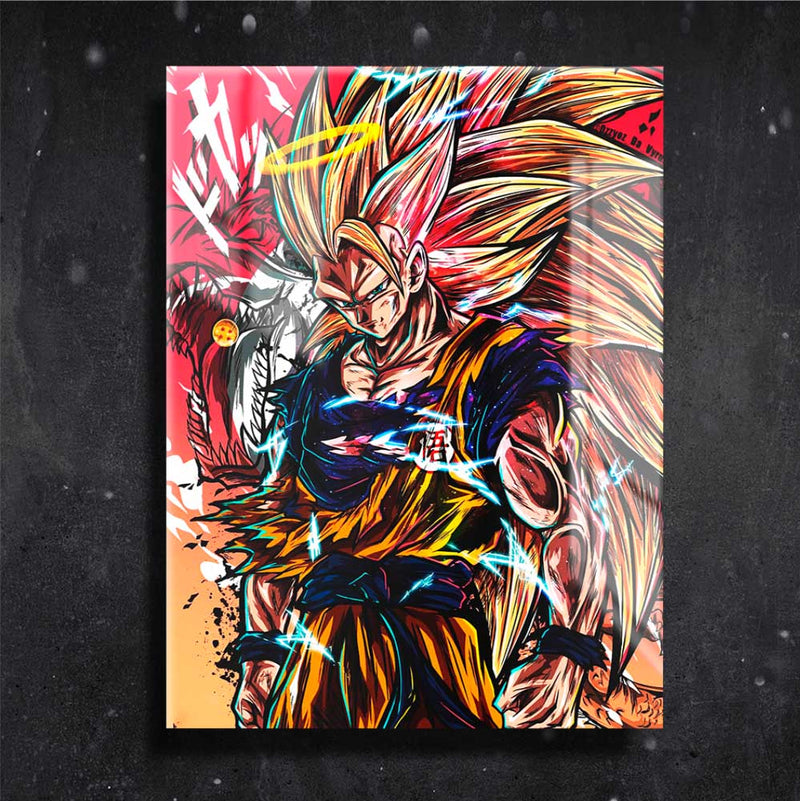 Quadro Metalizado Goku Super Sayajin 3 Dragon Ball Anime