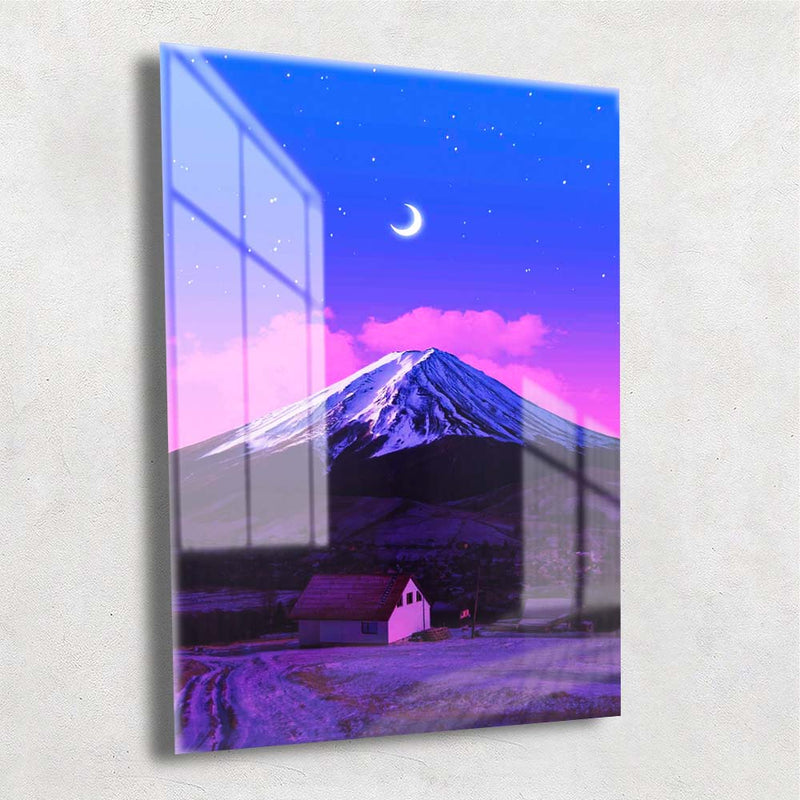 Quadro Metalizado Monte Fuji Japão Coleção Neon Arts Placa Decorativa Brilhante