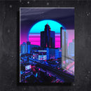 Quadro Metalizado Cidade Coleção Neon Arts Placa Decorativa Brilhante