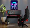 Quadro Metalizado Cidade Coleção Neon Arts Placa Decorativa Brilhante
