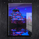 Quadro Metalizado Templo ao luar Coleção Neon Arts Placa Decorativa Brilhante