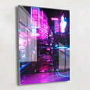 Quadro Metalizado Ruas do Japão City Coleção Neon Arts Placa Decorativa Brilhante