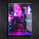 Quadro Metalizado Ruas do Japão City Coleção Neon Arts Placa Decorativa Brilhante