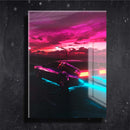Quadro Metalizado Carro DeLorean Coleção Neon Arts Placa Decorativa Brilhante