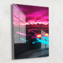 Quadro Metalizado Carro DeLorean Coleção Neon Arts Placa Decorativa Brilhante