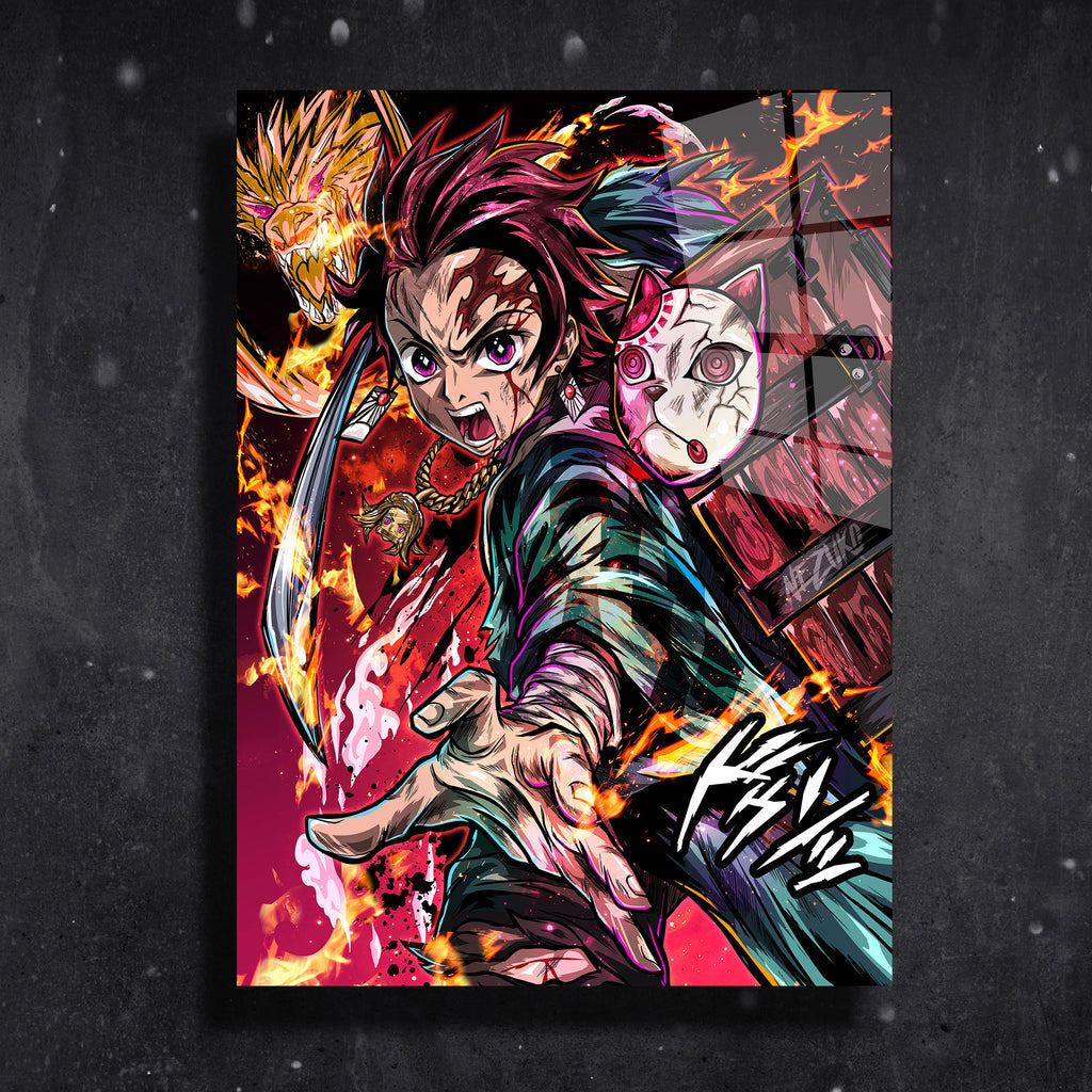 Quadro Metalizado Zenitsu Demon Slayer Anime Placa Decorativa Brilhant