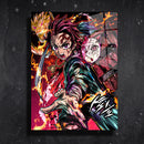 Quadro Metalizado Tanjiro Kamado Demon Slayer Fan art Placa Decorativa Brilhante