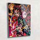 Quadro Metalizado Tanjiro Kamado Demon Slayer Fan art Placa Decorativa Brilhante