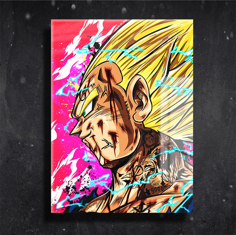 Quadro Metalizado Vegeta Ego Superior Placa Decorativa Brilhante Anime