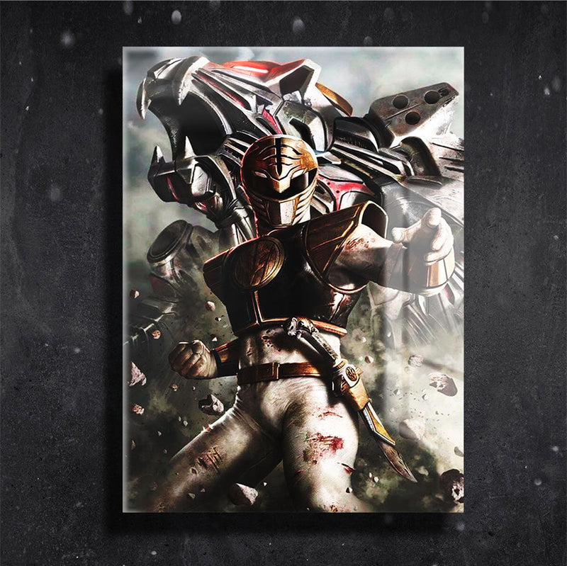 Quadro Metalizado Power Rangers Preto Zack Colorido Placa Decorativa Brilhante