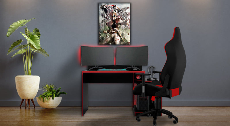 Quadro Metalizado Power Rangers Preto Zack Colorido Placa Decorativa Brilhante