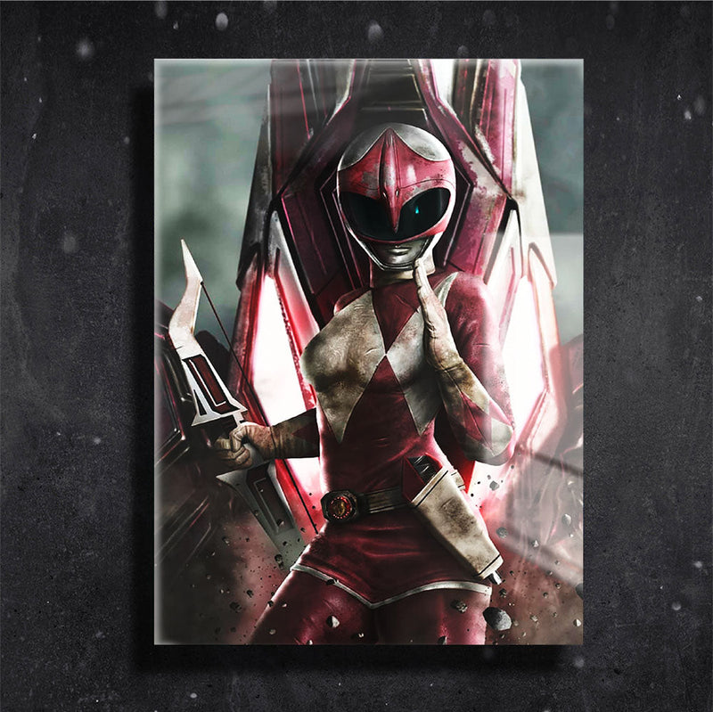 Quadro Metalizado Power Rangers Rosa Kimberly Colorido Placa Decorativa Brilhante