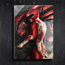 Quadro Metalizado Power Rangers Vermelho Jason Colorido Placa Decorativa Brilhante